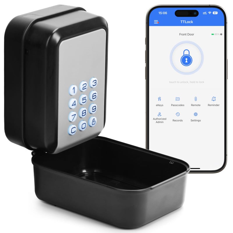 Thlevel Smart Key Lock Box Electronic Bluetooth Lock Box with APP Control & PIN Code Types,Share eKey Wall Mounted Lock Box for Airbnb Realtor House Office - Image 1