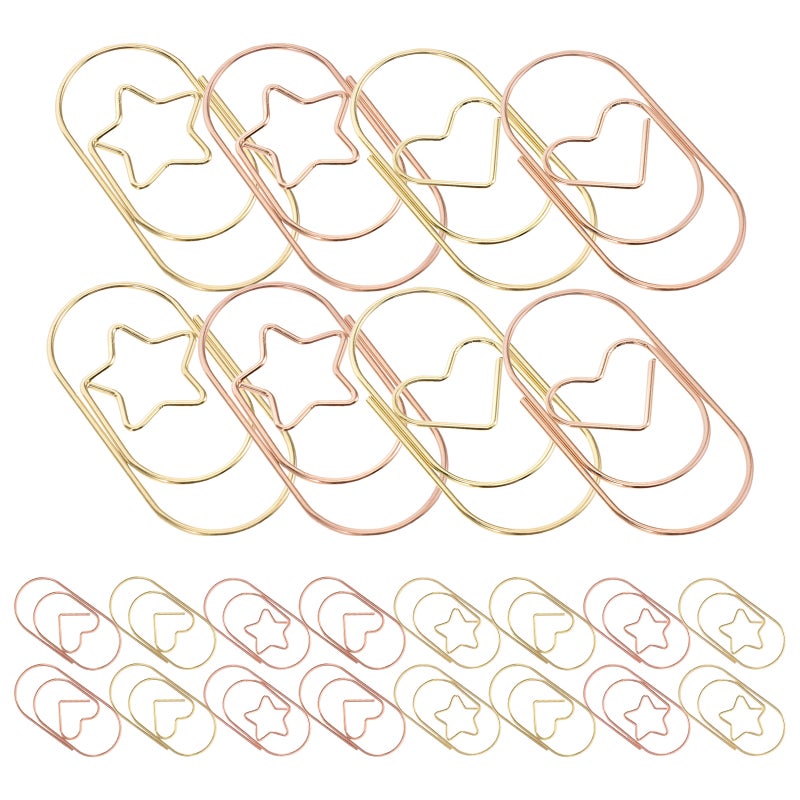 24pcs Heart Star Shaped Paper Clips Decorative Metal Paperwork Clips for Office School and Home School Document Organizing - Image 5