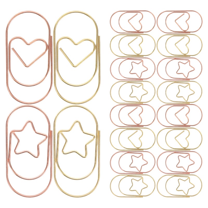 24pcs Heart Star Shaped Paper Clips Decorative Metal Paperwork Clips for Office School and Home School Document Organizing - Image 4