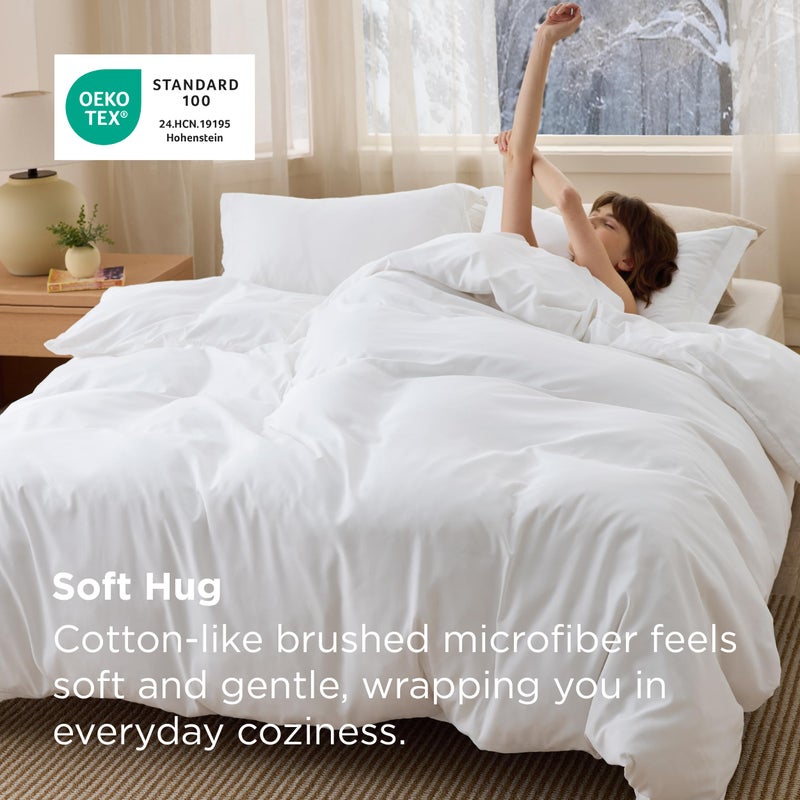 Bedsure White Duvet Cover Queen Size - Soft Double Brushed Bedding Set for Kids & Adults, Zipper Closure, 3 Pieces, Includes 1 Duvet Cover (90"x90") & 2 Pillow Shams, NO Comforter - Image 2