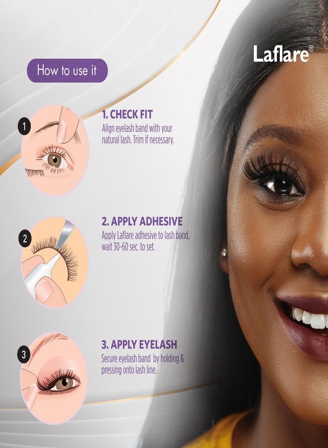 Laflare 3D False Eyelashes Russian Volume Strip Lashes | Fluffy, Wispy, Lightweight | Faux Mink Eyelashes Extension D Curl Wispy Handmade Soft Reusable 3 Packs Value Combo. (FDD06X3C) - Image 4