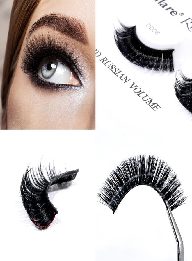Laflare 3D False Eyelashes Russian Volume Strip Lashes | Fluffy, Wispy, Lightweight | Faux Mink Eyelashes Extension D Curl Wispy Handmade Soft Reusable 3 Packs Value Combo. (FDD06X3C) - Image 2