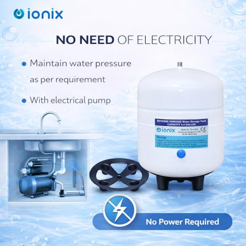 IONIX RO Stainless Steel 304 Pre-Pressurized Metal Pressure Tank with Tank Valve, Water Softener, 4.4 Gallons Capacity, Healthy Water for Your Family, Used by Top Indian Brands (Pack of 1) - Image 3