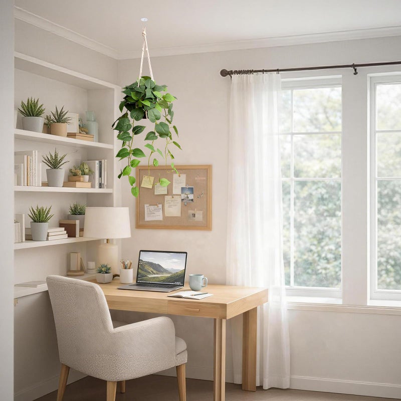 alyptus Fake Hanging Plants â€“ Artificial Green Leaves Ivy with Pot Realistic Pothos Plant Indoor Decor, Lush Faux Philodendron with Vines for Balcony Patio Office Bathroom Home Greenery - Green - Image 5