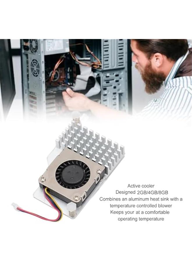 Loquat for RasPi 5 Active Cooler, 4 Pin Portable Active Cooling Fan for RasPi 5, 2GB 4GB 8GB Adjustable Speed 1.09 CFM Aluminum Alloy Active Cooler for 5  - Image 2