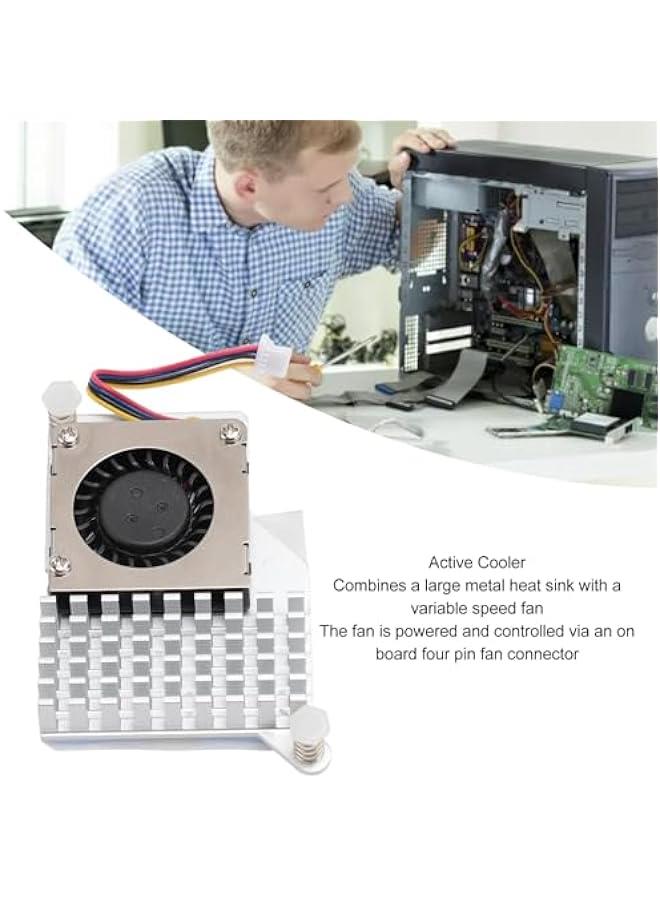 Loquat for RasPi 5 Active Cooler, 4 Pin Portable Active Cooling Fan for RasPi 5, 2GB 4GB 8GB Adjustable Speed 1.09 CFM Aluminum Alloy Active Cooler for 5  - Image 3