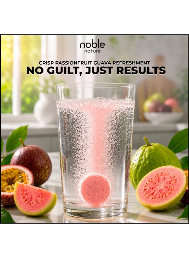 noble nature Electrolyte 40 Effervescent Tablets - With Sodium, Potassium, Magnesium, Calcium, Vitamin C, B6, B12, & Zinc - Sugar-Free, Vegan, Keto-Friendly - Passionfruit Guava Flavour - Image 4