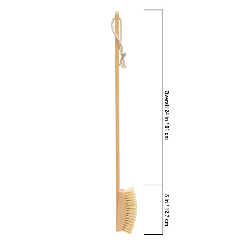 REDECKER Bath and Foot Brush - Extra-Long Oiled Beechwood Handle - Stiff Tampico Fiber Bristles Exfoliate Skin - 24 inches - Wood Scrub Brush with Long Handle - Made in Germany - Image 3