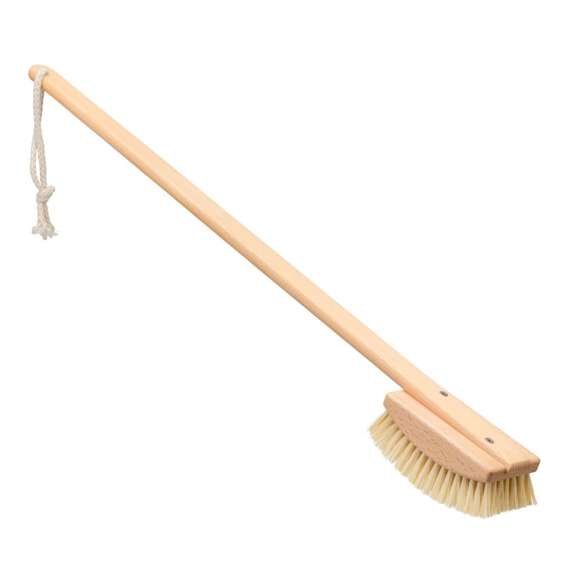 REDECKER Bath and Foot Brush - Extra-Long Oiled Beechwood Handle - Stiff Tampico Fiber Bristles Exfoliate Skin - 24 inches - Wood Scrub Brush with Long Handle - Made in Germany - Image 1