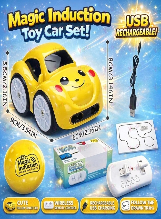 VikriDA Magic Induction RC Sensor Car with 2.4GHz Remote Control, Smart Music & LED Lights, Line Sensing Infrared Following Mini Car, Educational Racing Toy for Boys & Girls - Image 2