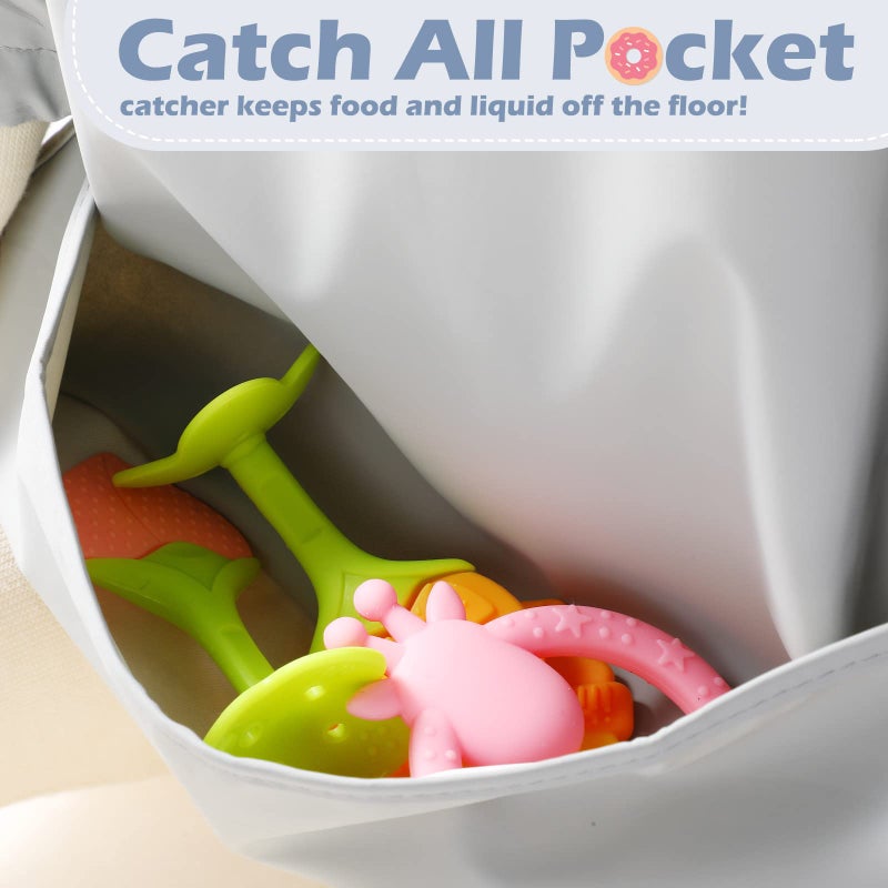 JaGely 4 Pack Long Sleeve Bibs Baby Smock Waterproof Sleeved Bids with Food Catcher for Baby Eating Feeding Ages 6-36 Months(Soft Color) - Image 4