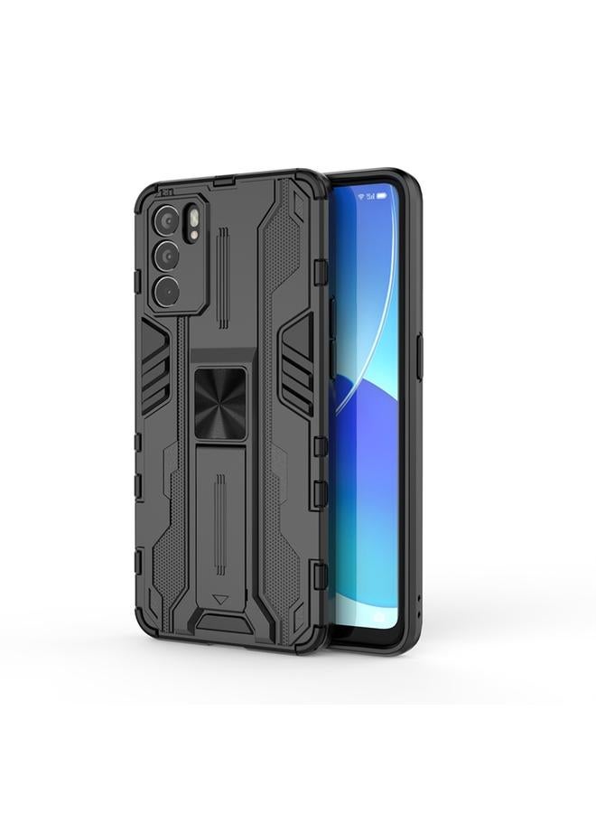 جرين تايجر لجهاز OPPO Reno6 5G Supersonic PC + حافظة واقية مقاومة للصدمات من مادة TPU مع حامل (أسود) - Image 1