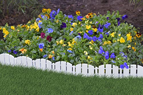 EasyFlex No-Dig Landscape Edging with Anchoring Spikes, 4.5 in. Tall Decorative Adirondack Wood-Look Fence Garden Border, 15 Foot Kit, White (3600WT-15C-6) - Image 4
