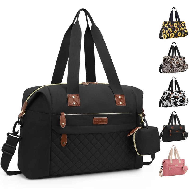 Pritent Diaper Bag Tote Diaper Baby Bags with Pacifier Case Shoulder Straps Stroller Clips Waterproof Large Mommy Maternity Travel Baby Bag for Mom and Dad Medium Black - Image 2