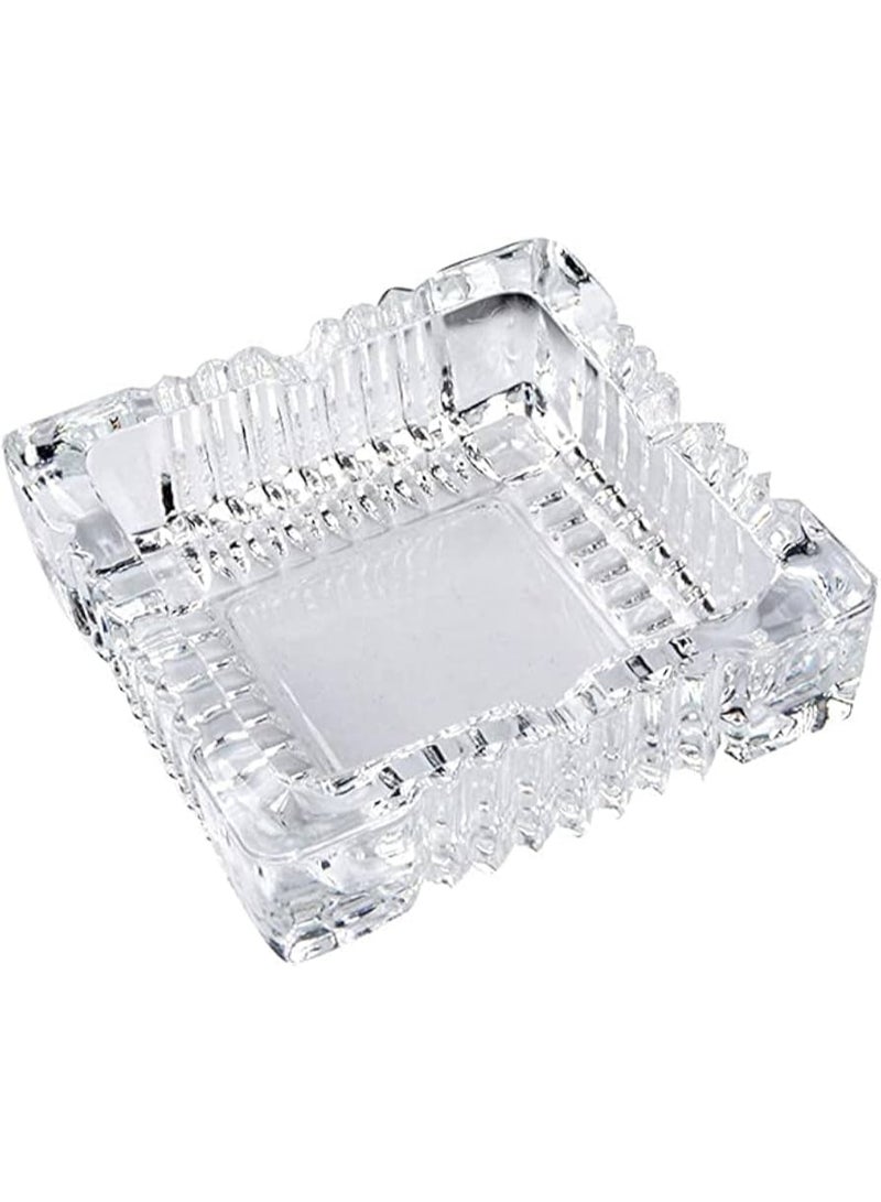 Square clear crystal ashtray - Image 1
