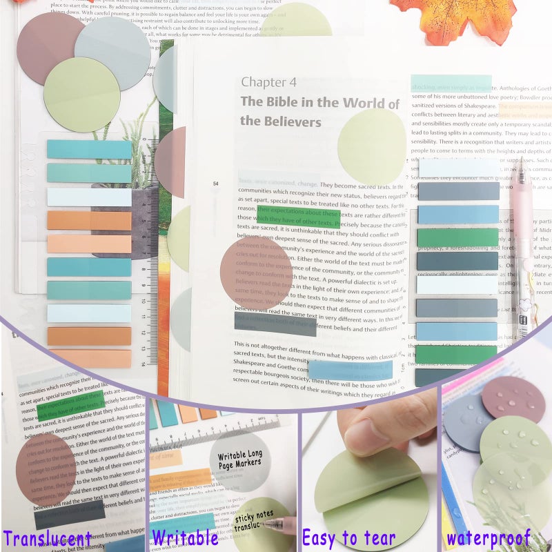 Potanro Sticky Notes 1750Pcs Sticky Tabs Transparent Book Tabs, Round Clear Sticky Notes Repositionable Color Page Markers Bible Tabs for Office Supplies and Aesthetic Bible Supplies - Image 4