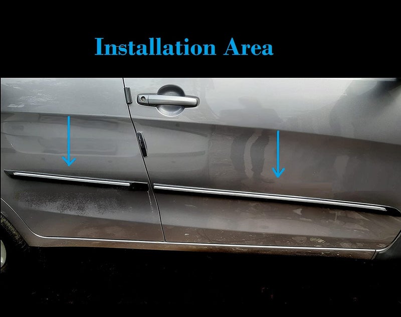 DDSONS حواف جانبية للسيارة باللون الأسود مع شريط كروم واحد مناسب لتويوتا إنوفا النوع - 1 (2004-2007) - Image 2