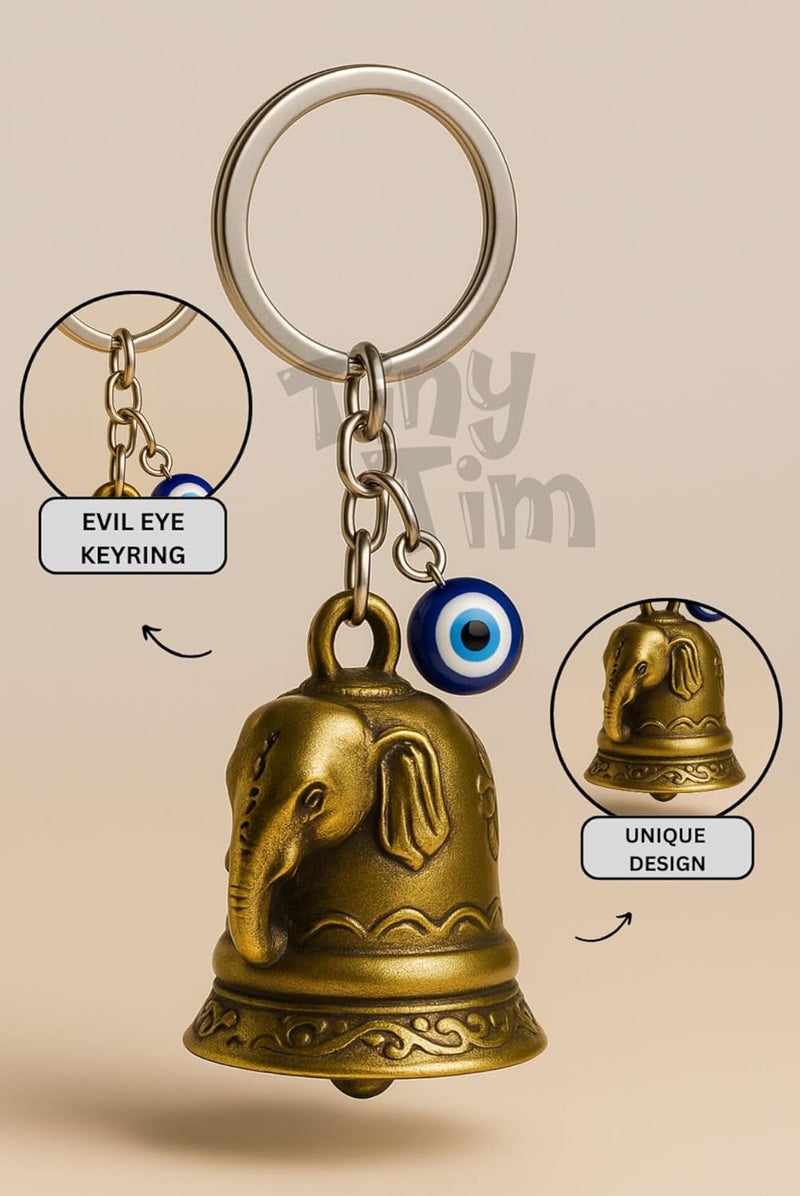 Tiny Tim Store Guardian Bell with Evil Eye Charm – Protective Motorcycle & Car Accessory – Tibetan-Inspired Design – Wards Off Negative Energy – Ideal Gift for Bikers & Travelers - Image 4