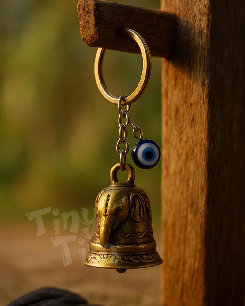 Tiny Tim Store Guardian Bell with Evil Eye Charm – Protective Motorcycle & Car Accessory – Tibetan-Inspired Design – Wards Off Negative Energy – Ideal Gift for Bikers & Travelers - Image 5