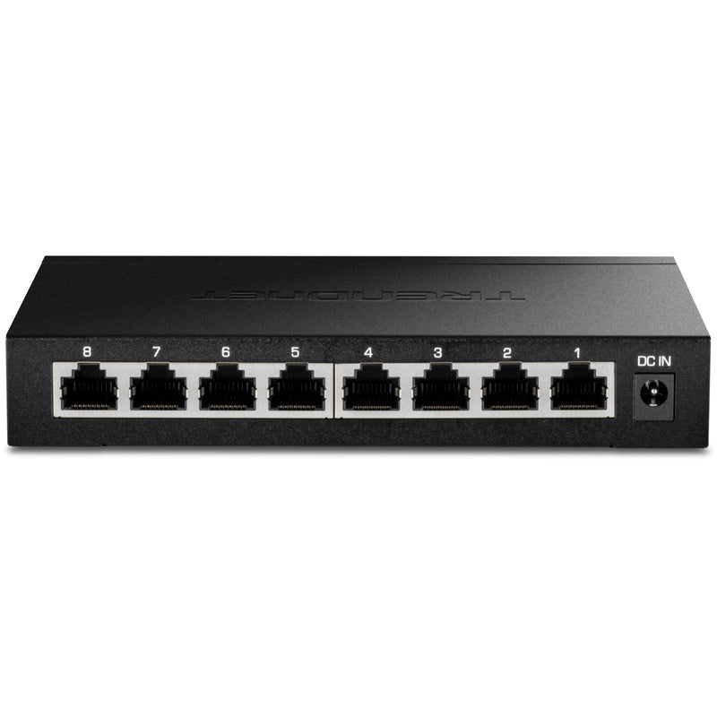 TRENDnet 8-Port 2.5Gb Multi-Gigabit Unmanaged Gaming Switch, TEG-S380, 8 x 2.5GBASE-T Ports, 25Gbps Switching Capacity, Ethernet Splitter, NDAA & TAA Compliant, Fanless, Lifetime Protection, Black - Image 1