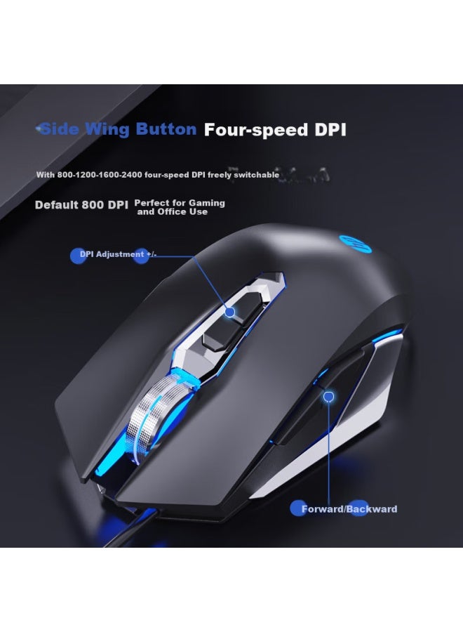 HP M220 Wired Gaming Mouse With Customizable Macro Programming For Notebook Desktop Chicken Mouse White Ice Blue Light Silent - Image 5