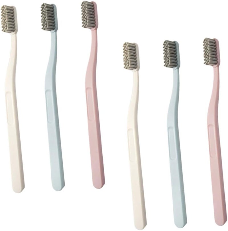 SAFIGLE 6 حزمة فرشاة أسنان ذات شعيرات صلبة للبالغين تنظيف عميق للأسنان إزالة البقع مقبض غير قابل للانزلاق نايلون متين - Image 2