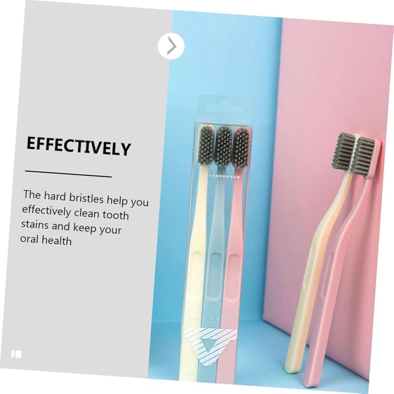 SAFIGLE 6 حزمة فرشاة أسنان ذات شعيرات صلبة للبالغين تنظيف عميق للأسنان إزالة البقع مقبض غير قابل للانزلاق نايلون متين - Image 5