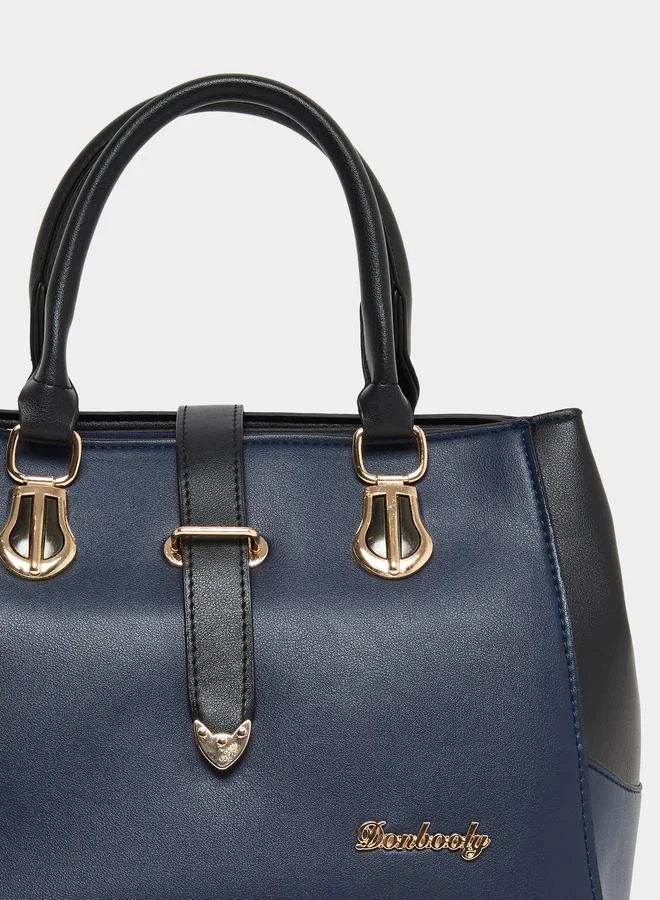 تايك تو حقيبة يد بتقسيم ألوان ومقابض مزدوجة