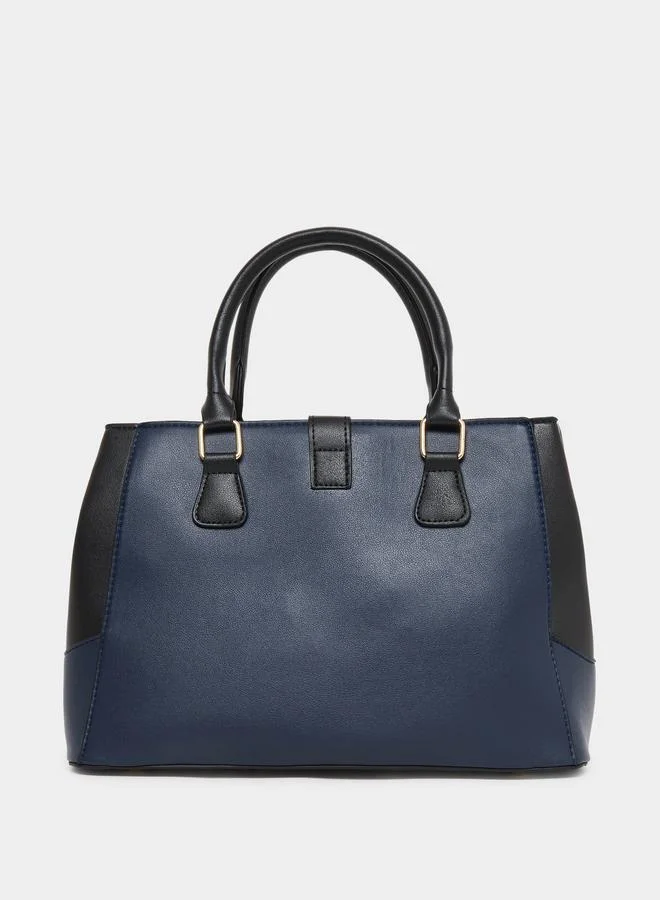 Take Two Take Two Contrast Panel Handbag with Double Handles