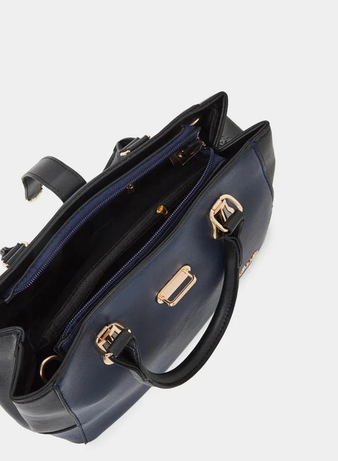 تايك تو حقيبة يد بتقسيم ألوان ومقابض مزدوجة