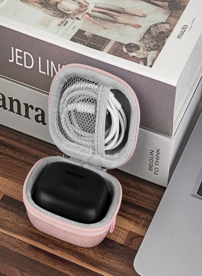 جيكريا حافظة سماعات الأذن Geekria Shield متوافقة مع سماعات JBL Vibe Buds 2 و Tune Beam و Vibe Beam 2 و Tune Buds 2 اللاسلكية الحقيقية، حقيبة سفر صلبة بديلة مع مكان لتخزين الكابل (وردي) - Image 3