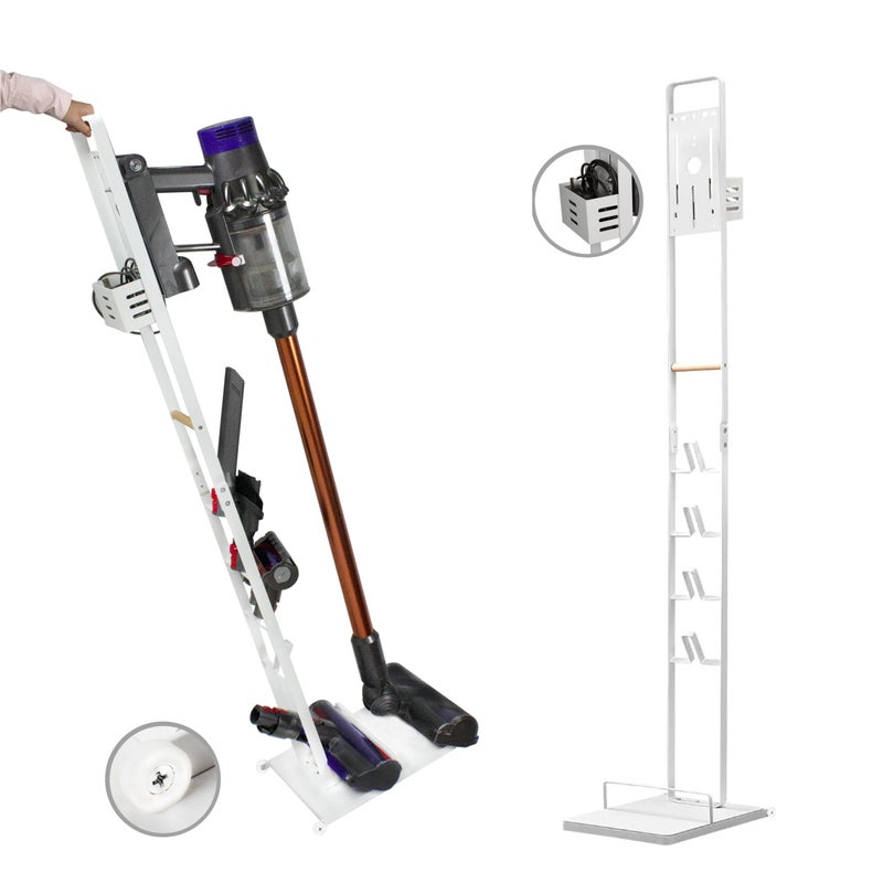BRIAN & DANY BRIAN  DANY Vacuum Stand for Dyson Stable Metal Bracket Stand Holder Storage for Dyson V15 V12 V11 V10 V8 V7 V6 White