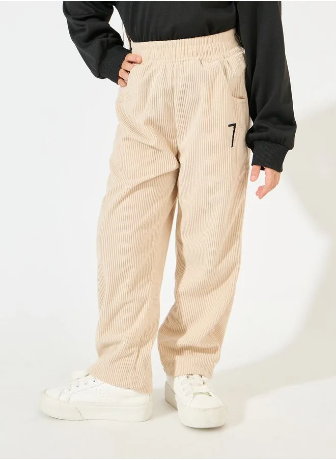Styli Corduroy Slant Pocket Straight Leg Pants