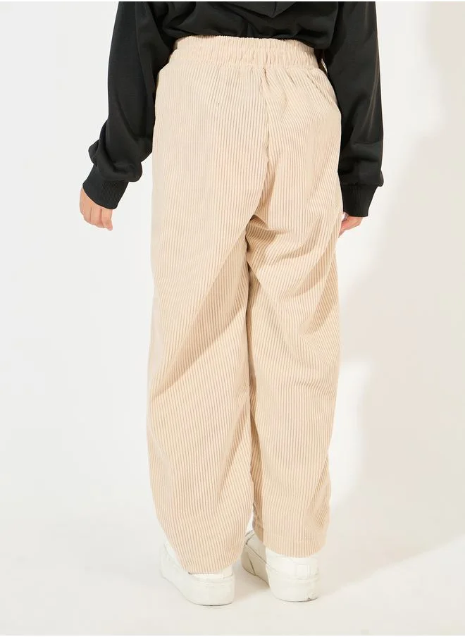 Styli Corduroy Slant Pocket Straight Leg Pants