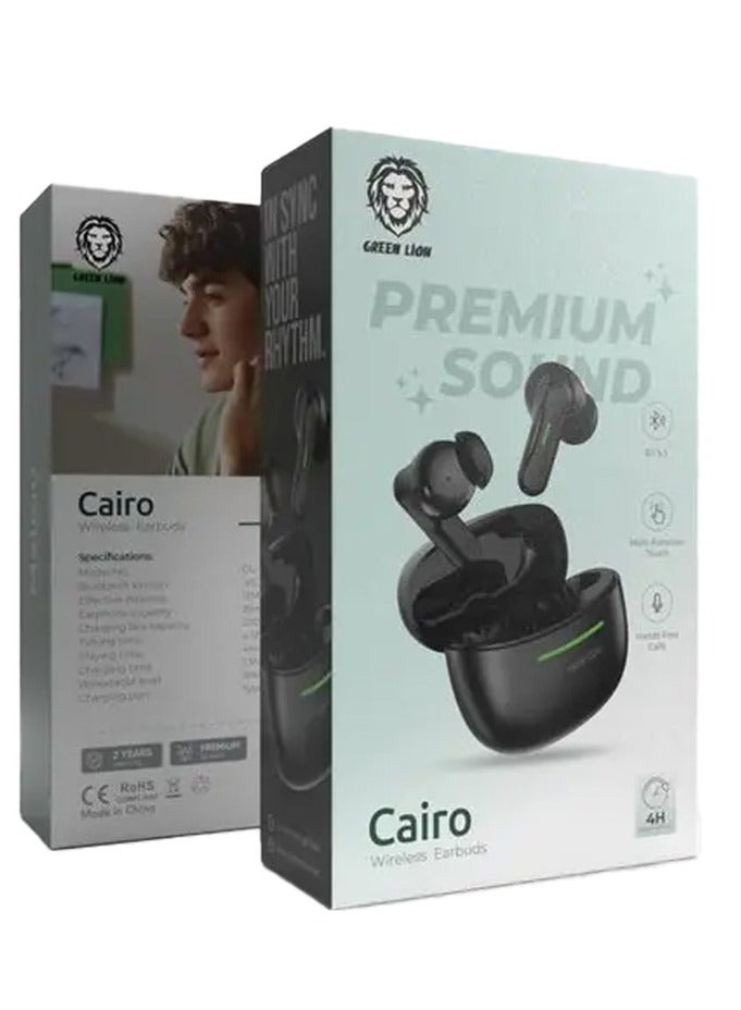 Green Lion Cairo Premium Sound Wireless Earbuds - Featuring Bluetooth 5.3 Technology, Multi-Function Touch Controls, Hands-Free Calling, and 4-Hour Battery Life for Exceptional Audio Enjoyment (BLACK) - Image 2
