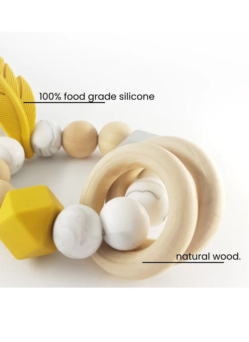 SMA - SMA Baby Feather Teether Teething Toys for Babies-Teething Toy Silicone BPA Free Anti-Dropping Infant Teether Pacifiers Chew Toys for Sucking Needs and Soothing Babies Sore Gums - Image 1