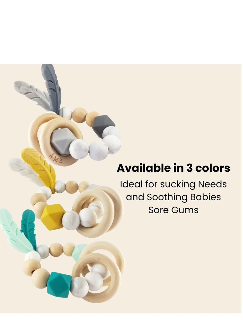SMA - SMA Baby Feather Teether Teething Toys for Babies-Teething Toy Silicone BPA Free Anti-Dropping Infant Teether Pacifiers Chew Toys for Sucking Needs and Soothing Babies Sore Gums - Image 1