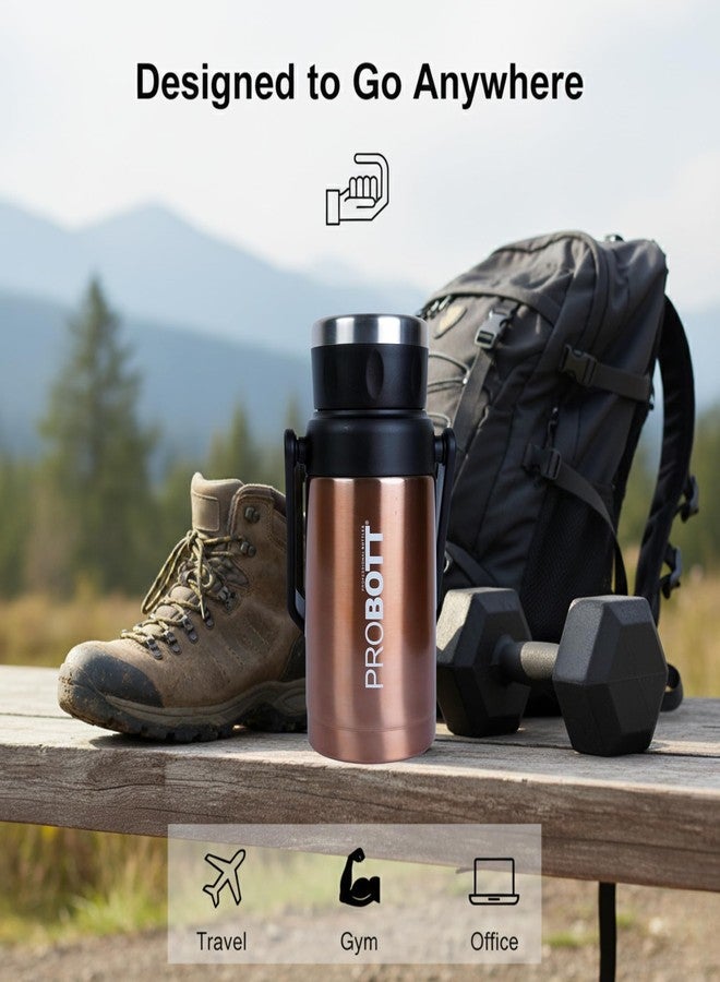 Probott Handy 1500 ml Thermosteel Vacuum Insulated Double Walled Flask 1+ Litre, Gold | Carry Handle | Camping | Leakproof | Gym | Sports | Office | Home | Kitchen | Hiking | Treking | Travel - Image 5