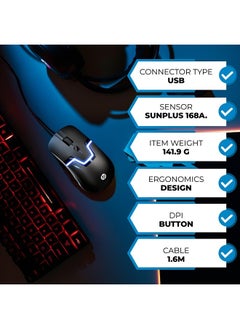 HP Wired RGB Gaming Mouse High Performance Mouse with Optical Sensor, 3 Buttons, 7 Color LED for Computer Notebook Laptop Office PC Home  - Image 3