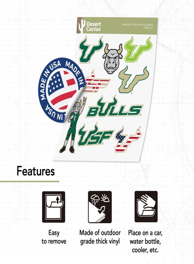 Desert Cactus University of South Florida USF Bulls Sticker Vinyl Decals Laptop Water Bottle Car Sheet T2 (Type 2-2) - Image 5