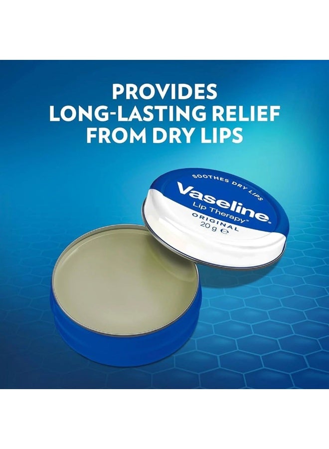 Vaseline Lip Therapy Original – Moisturizing Lip Balm Tin for Dry Lips – 3 Pack (3×20g) - Image 3