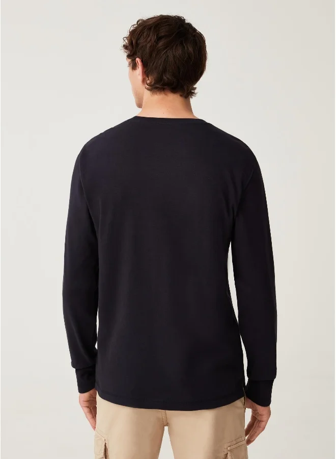 او في اس OVS Long-sleeved T-shirt In Cotton