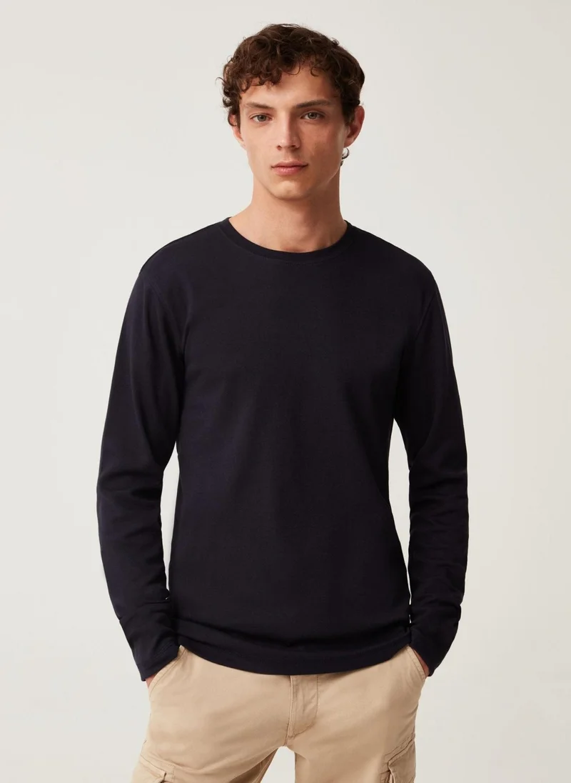 او في اس OVS Long-sleeved T-shirt In Cotton