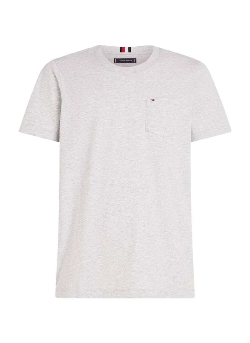 TOMMY HILFIGER Men's Crew Neck Patch Pocket T-Shirt -  Pure cotton, Grey