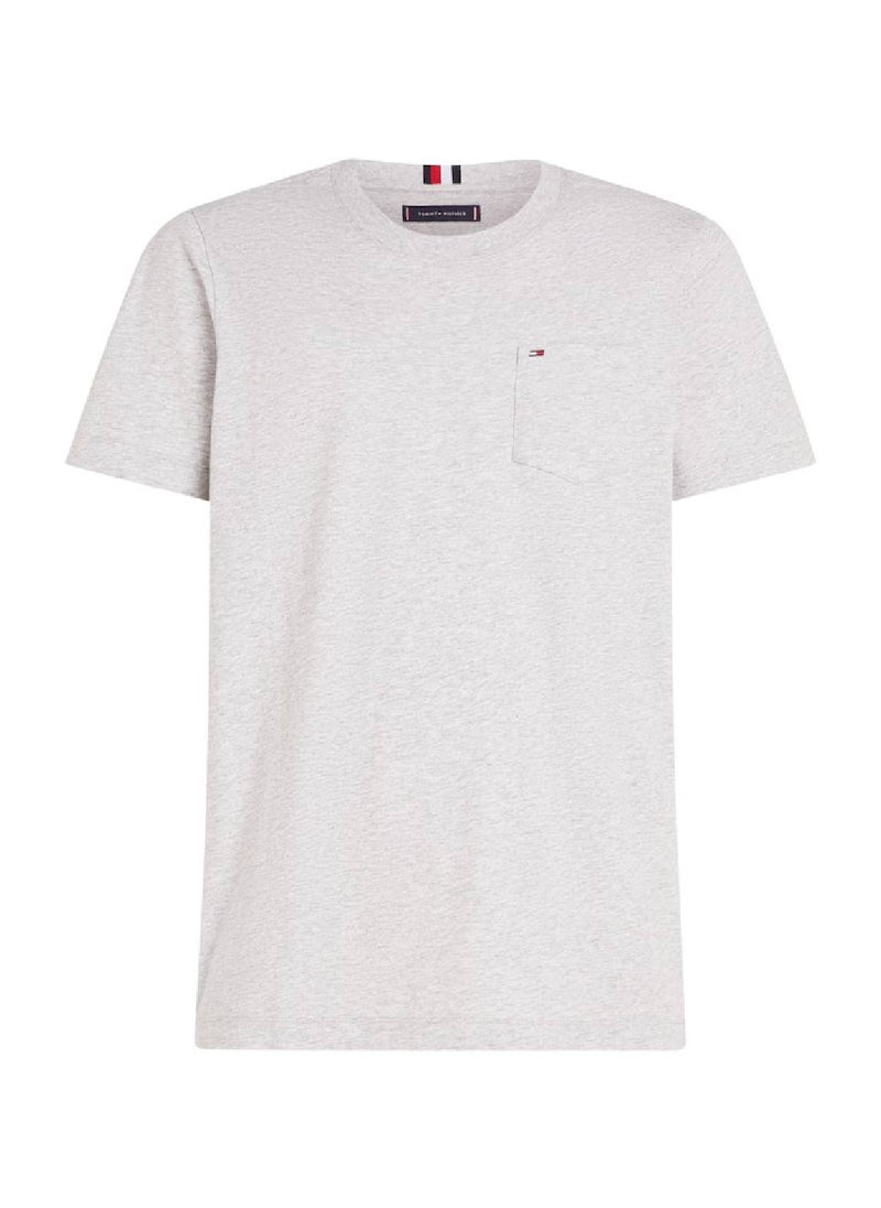 TOMMY HILFIGER Men's Crew Neck Patch Pocket T-Shirt -  Pure cotton, Grey  - Image 2