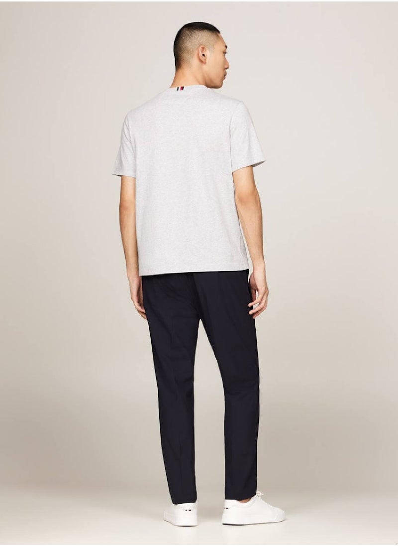 TOMMY HILFIGER Men's Crew Neck Patch Pocket T-Shirt -  Pure cotton, Grey  - Image 3