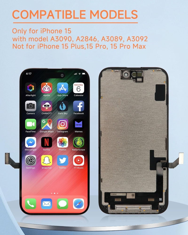 Yodoit Screen Replacement for iPhone 15 pro max 6.7" LCD Retina FHD Display COF Touch Screen Digitizer with Repair Tool Kits. - Image 2