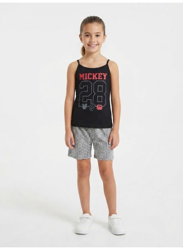 Mickey Kids Mickey Mouse Print Camisole and Shorts Set - Black/Grey - Image 1