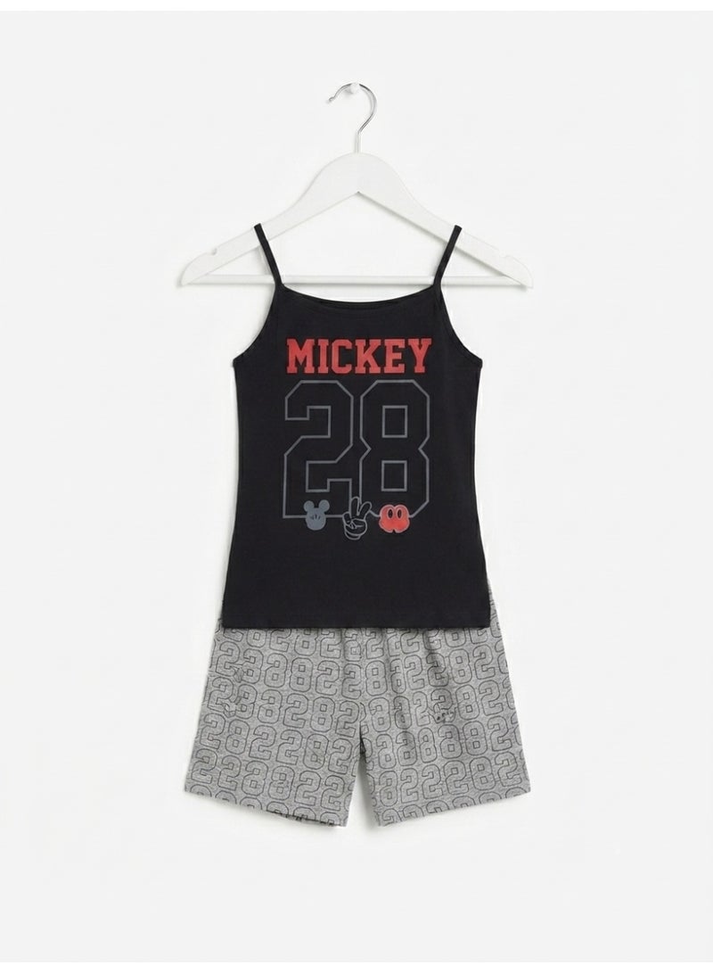 Mickey Kids Mickey Mouse Print Camisole and Shorts Set - Black/Grey - Image 3