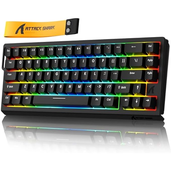rayihni ATTACK SHARK X68 HE 8000HZ RAPID TRIGGER KEYBOARD, 0.01MM RT ACCURACY WIRED GAMING KEYBOARD WITH MAGNETIC SWITCH, ADJUSTABLE ACTUATION, RAPID TRIGGER, SNAP TAP, RGB LIGHTING FOR PC/MAC, BLACK - Image 1